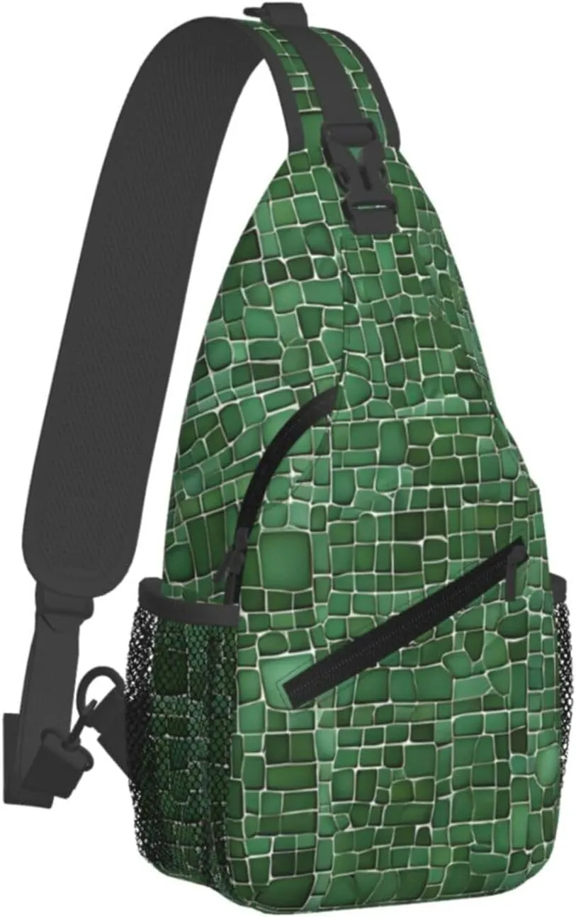 Alligator Skin Print Cross Chest Bag Diagonally,Sling Backpack Fashion Travel Hiking Daypack Crossbody Shoulder Bag For Men Women.