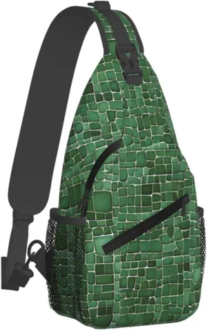 Alligator Skin Print Cross Chest Bag Diagonally,Sling Backpack Fashion Travel Hiking Daypack Crossbody Shoulder Bag For Men Women.