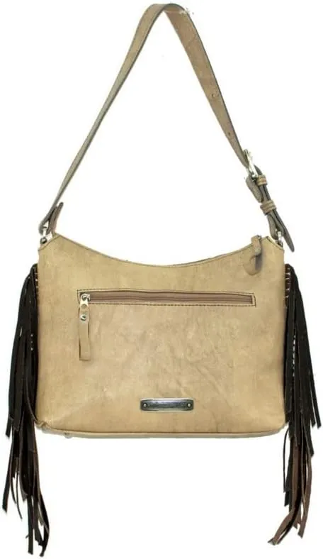American West Leather Gypsy Patch Zip Top Shoulder Handbag