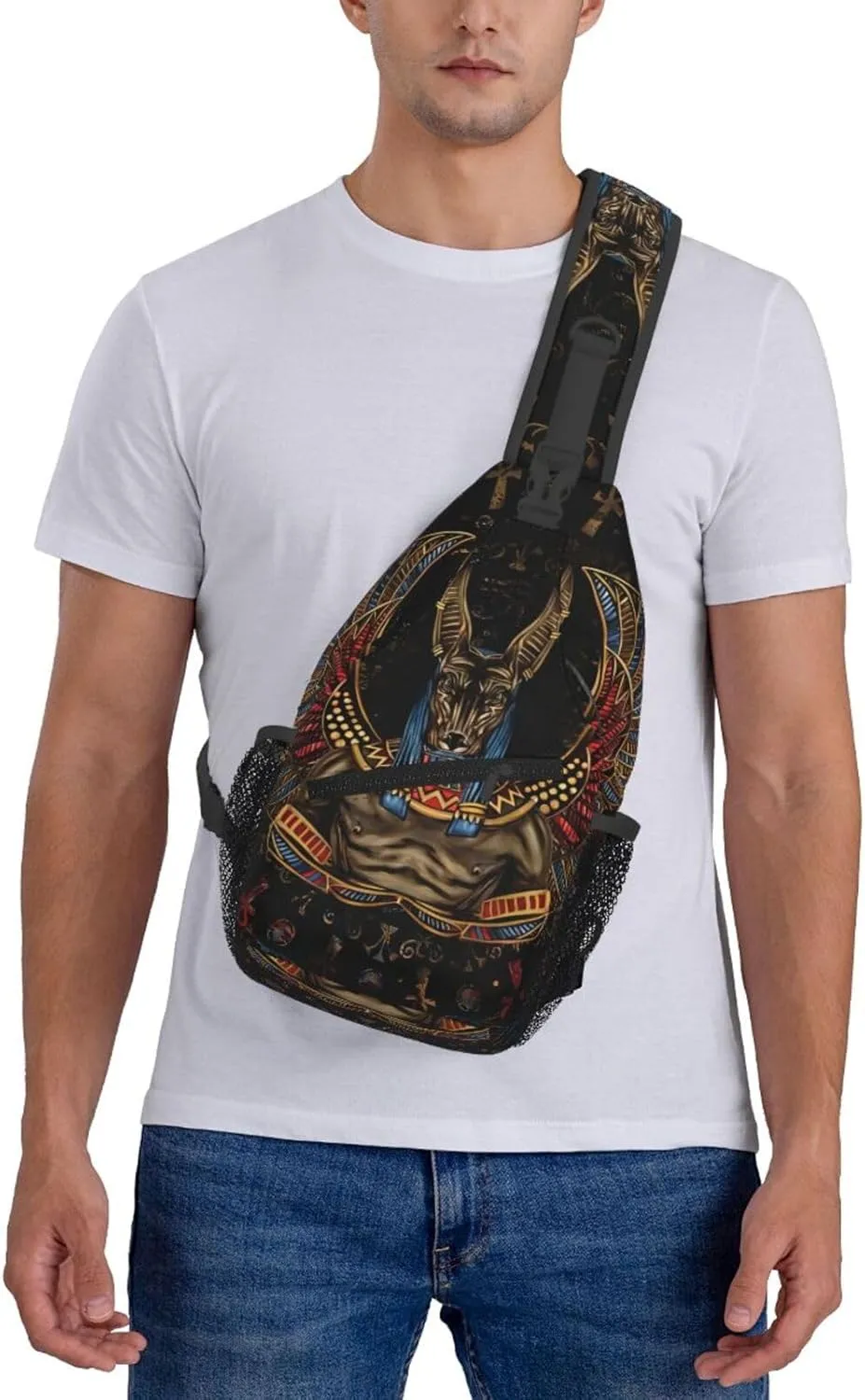 Ancient Ankh Egyptian Eye Symbolcrossbody Bag, Adjustable Shoulder Strap Chest Bag, Sports Travel, Running, Leisure Waist Bag