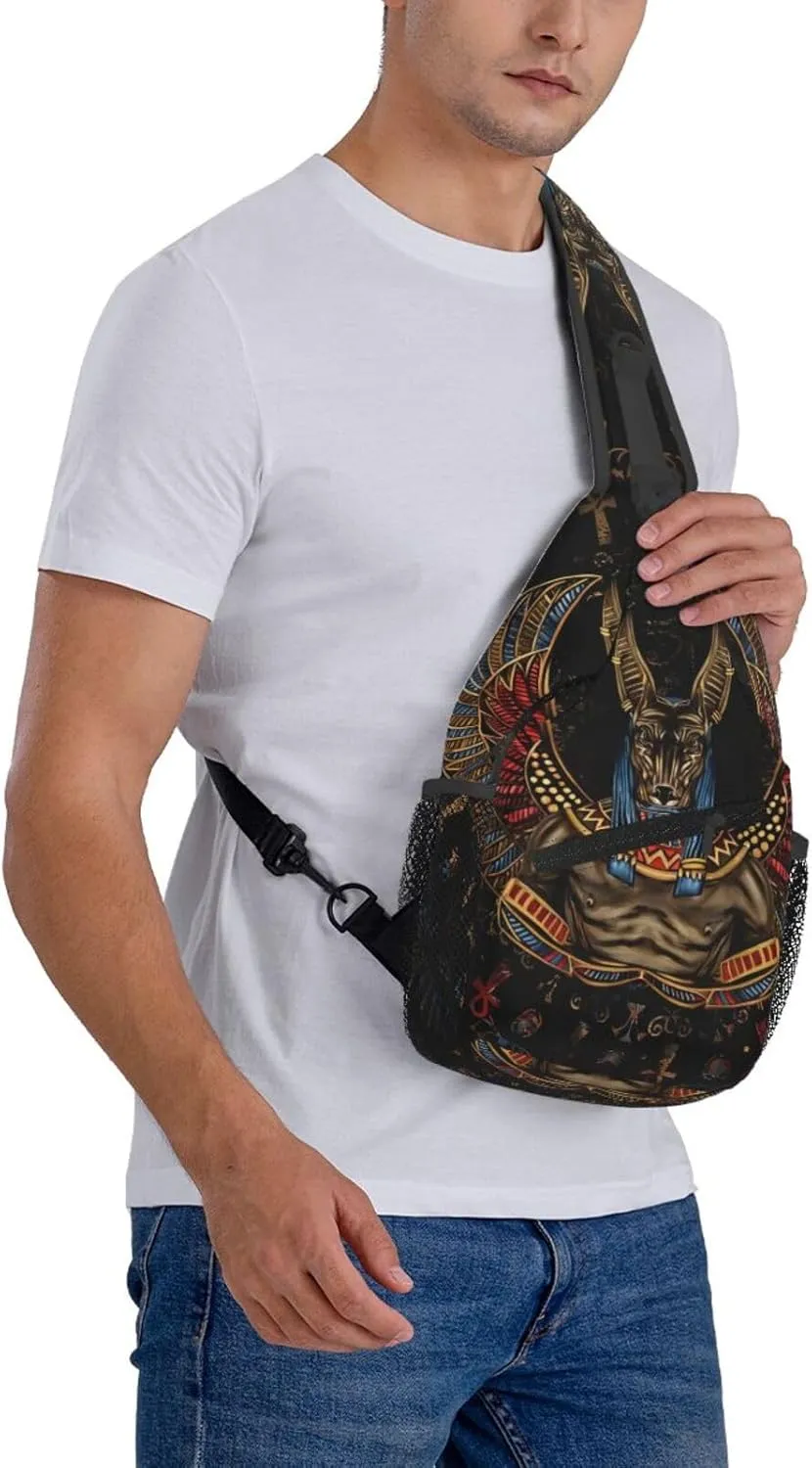 Ancient Ankh Egyptian Eye Symbolcrossbody Bag, Adjustable Shoulder Strap Chest Bag, Sports Travel, Running, Leisure Waist Bag