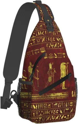 Ancient Egyptian Pyramids Vintage Cultural Symbols Men'S Crossbody Bag Travel Hiking Shoulder Backpack Chest Bag