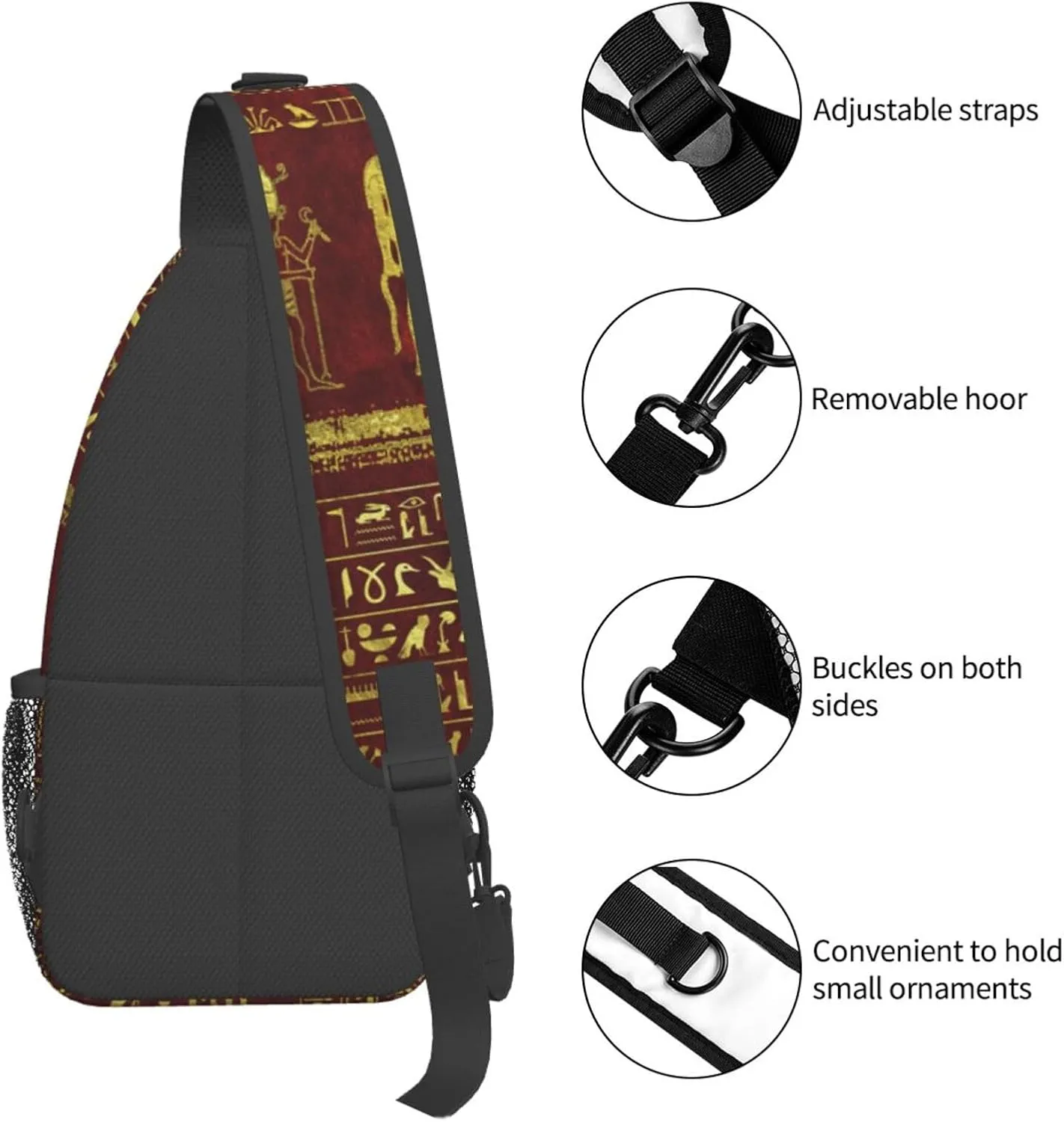 Ancient Egyptian Pyramids Vintage Cultural Symbols Men'S Crossbody Bag Travel Hiking Shoulder Backpack Chest Bag