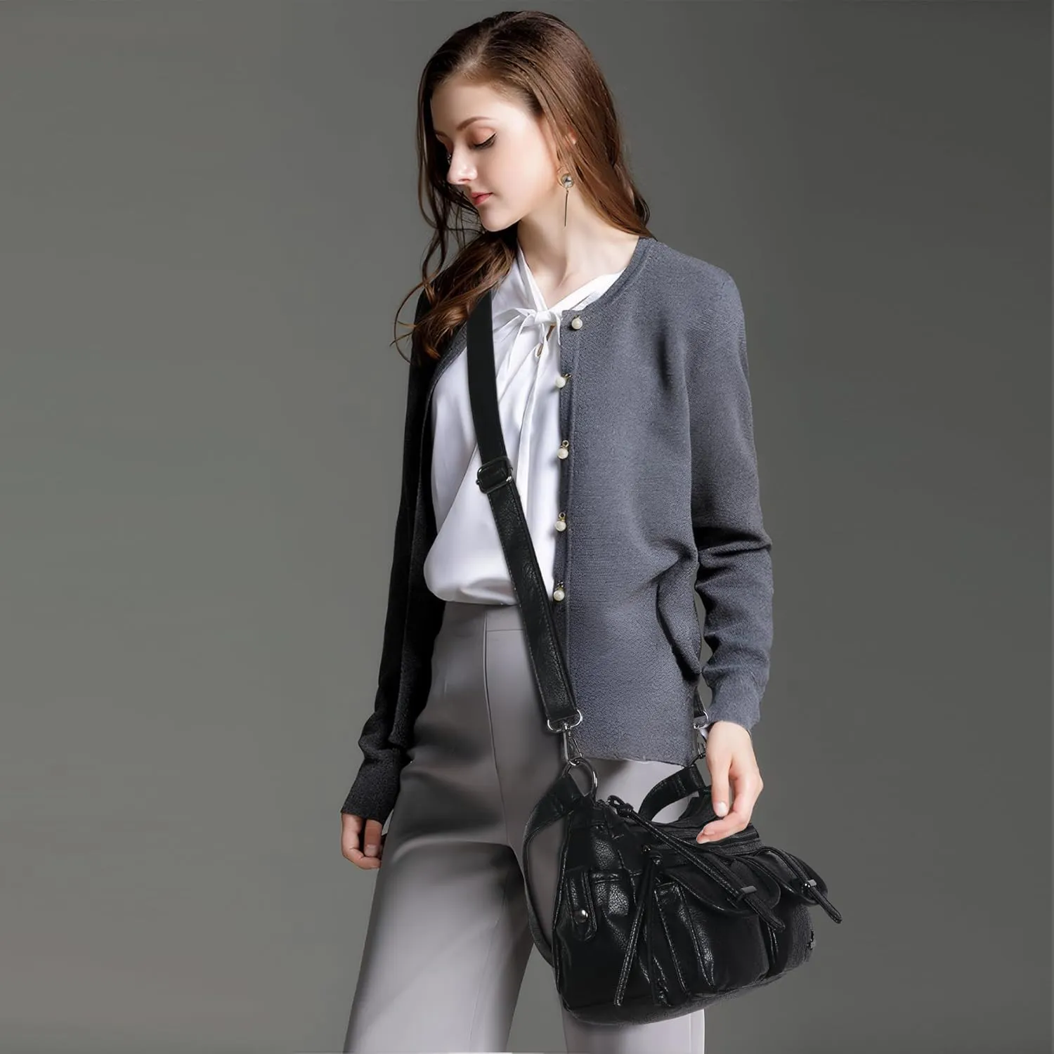 Angel Kiss Hobo Purses for Women Crossbody Shoulder Bag Ladies Multi Pocket Handbags with Adjustable Shoulder Strap