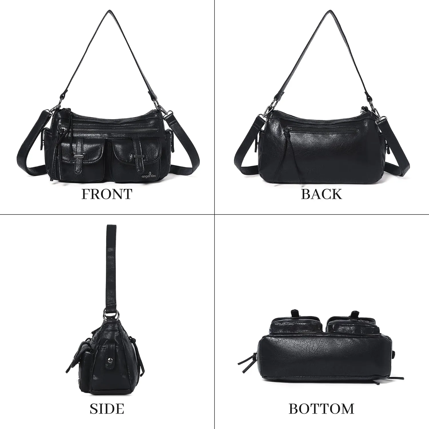 Angel Kiss Hobo Purses for Women Crossbody Shoulder Bag Ladies Multi Pocket Handbags with Adjustable Shoulder Strap