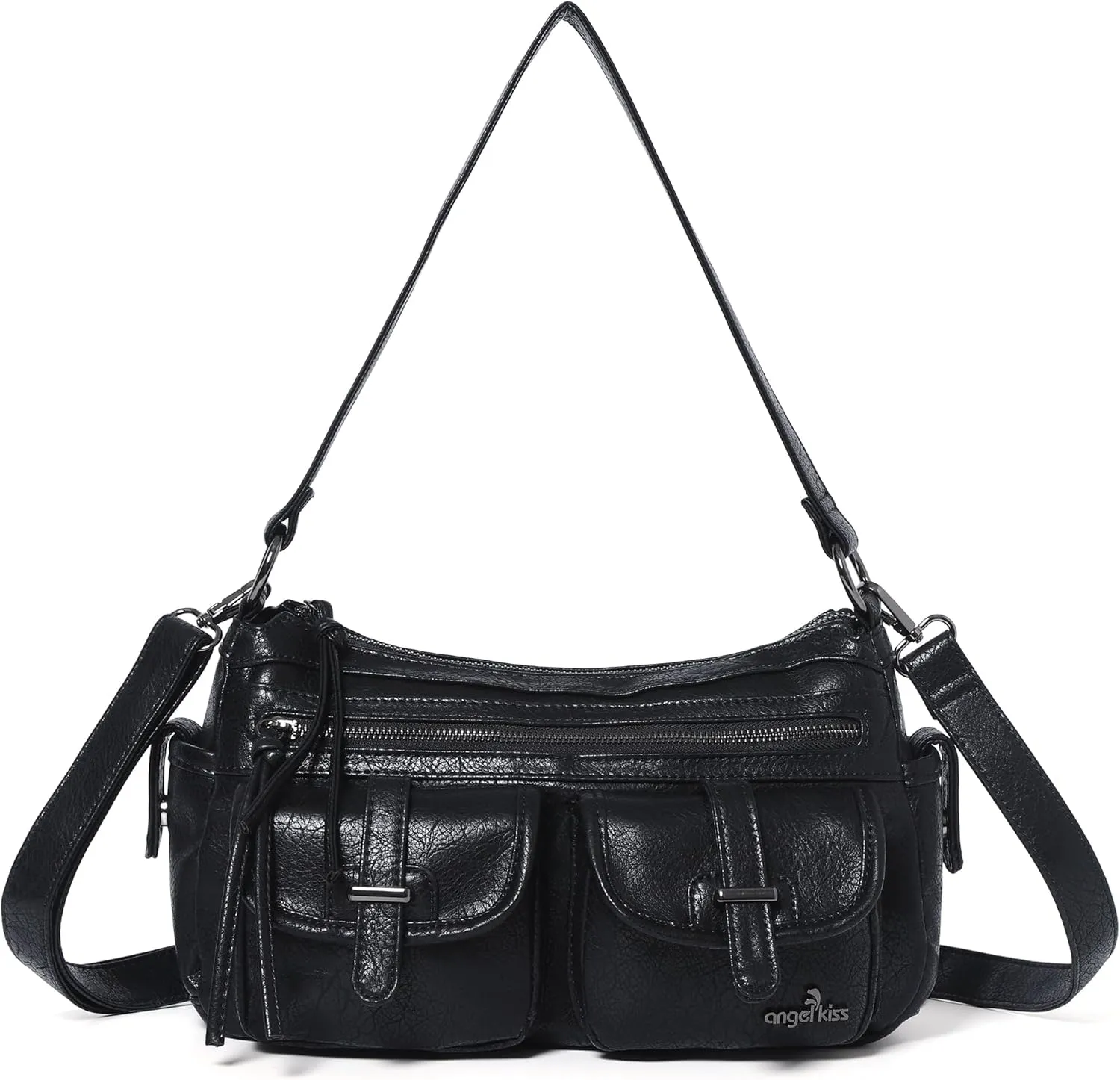 Angel Kiss Hobo Purses for Women Crossbody Shoulder Bag Ladies Multi Pocket Handbags with Adjustable Shoulder Strap