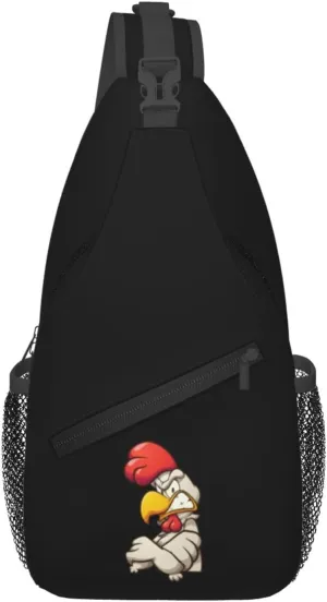 Angry Cartoon Chicken Crossbody Bags For Women Men Chest Backpack Gym Shoulder Bag Travel Outdoor Sports Casual Crossbody Bags