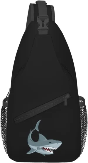Angry Shark Crossbody Bags For Women Men Chest Backpack Gym Shoulder Bag Travel Outdoor Sports Casual Crossbody Bags