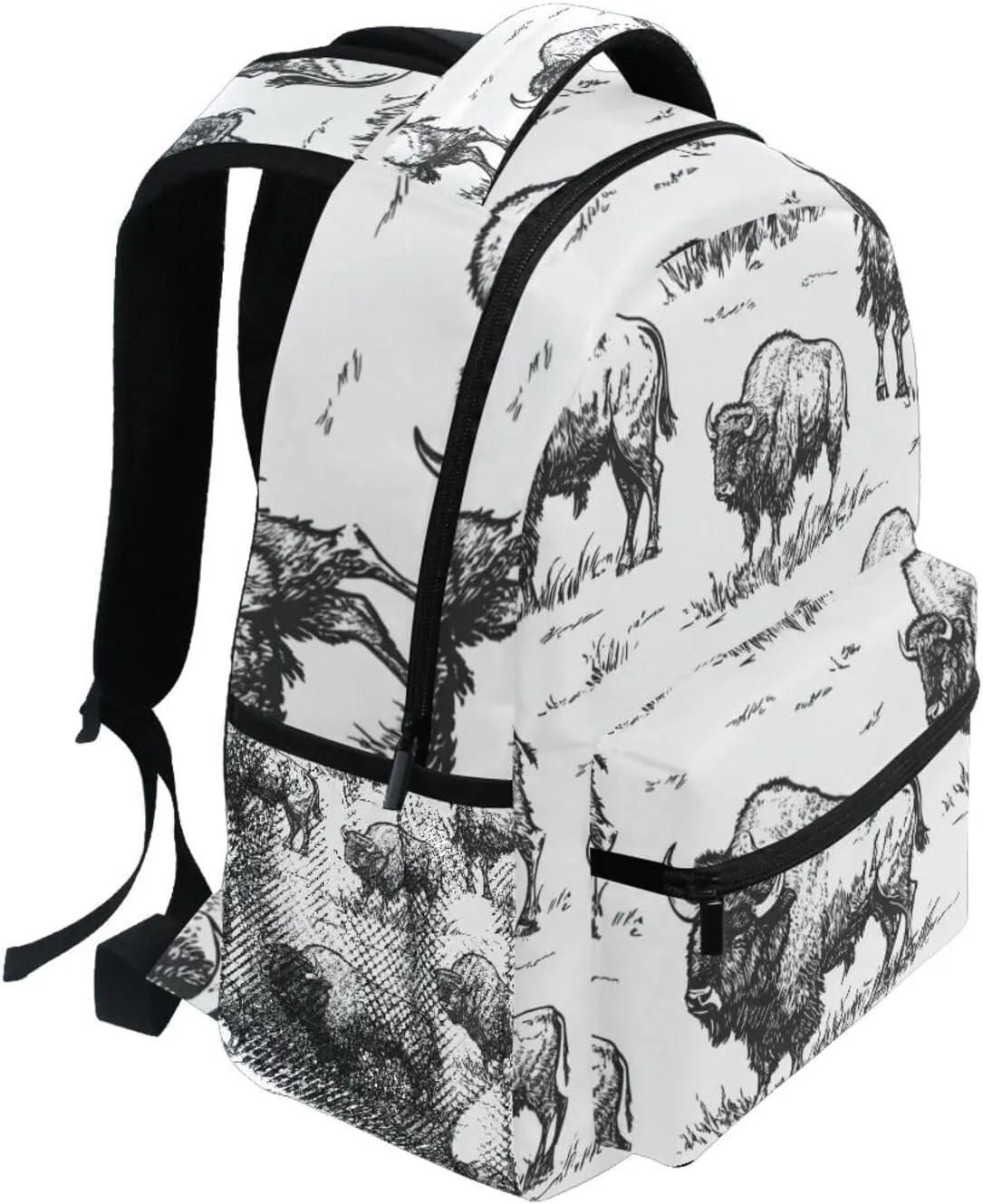 Animals North America Bison Boys Girls Kids School Backpacks Bookbag, School Bag Travel Backpack Daypack
