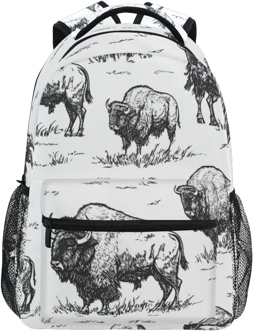 Animals North America Bison Boys Girls Kids School Backpacks Bookbag, School Bag Travel Backpack Daypack
