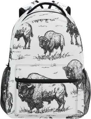 Animals North America Bison Boys Girls Kids School Backpacks Bookbag, School Bag Travel Backpack Daypack