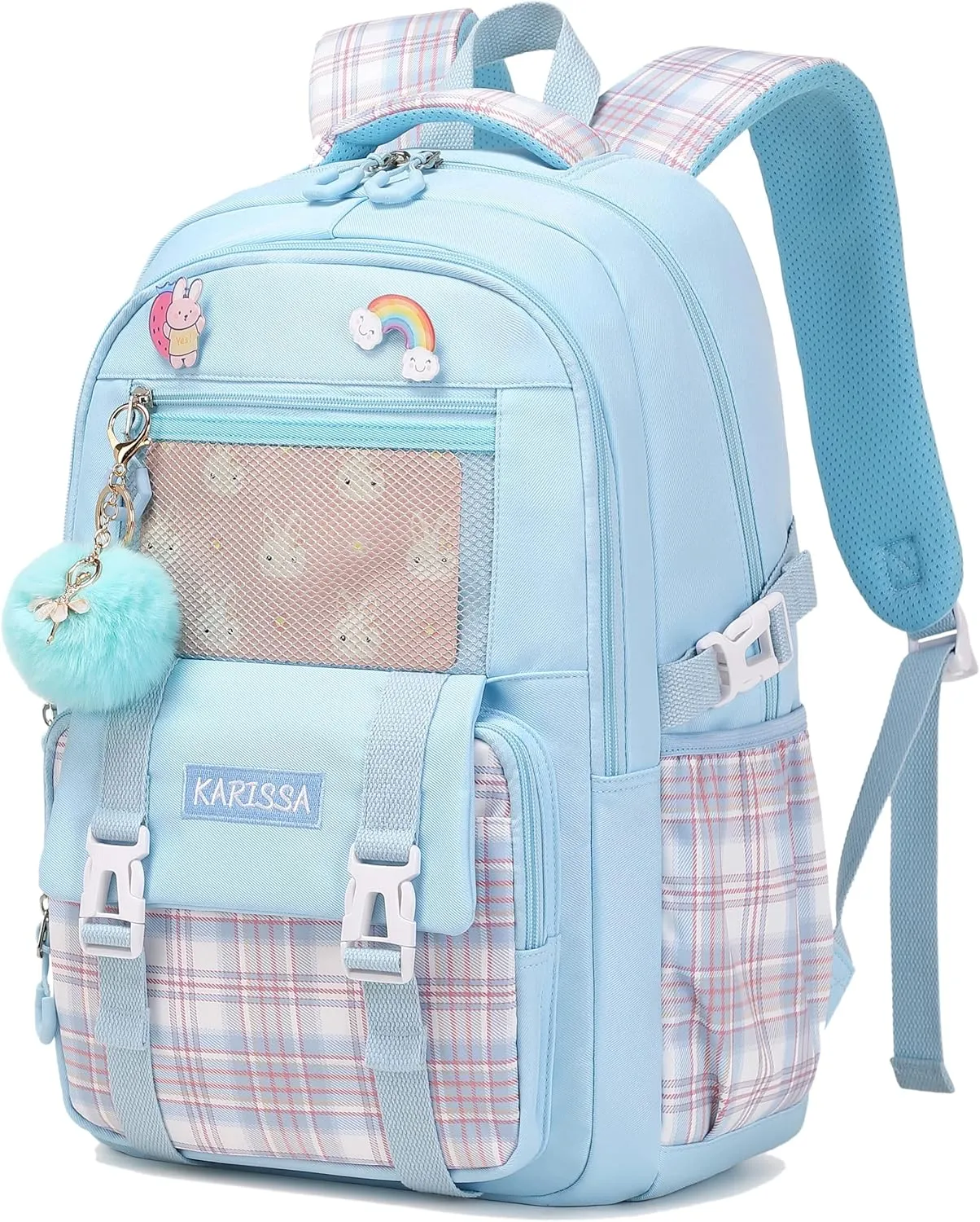 AO ALI VICTORY Laptop Backpacks 15.6 Inch Cute Kids School Bag College Backpack Large Bookbags for Women Teens Girls Student- Blue