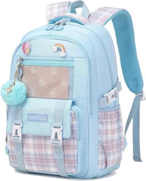 AO ALI VICTORY Laptop Backpacks 15.6 Inch Cute Kids School Bag College Backpack Large Bookbags for Women Teens Girls Student- Blue