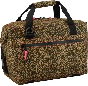 AO Coolers Leopard Print Cooler with Pink Trim, High-Density Insulation, 24-Can, Made in USA