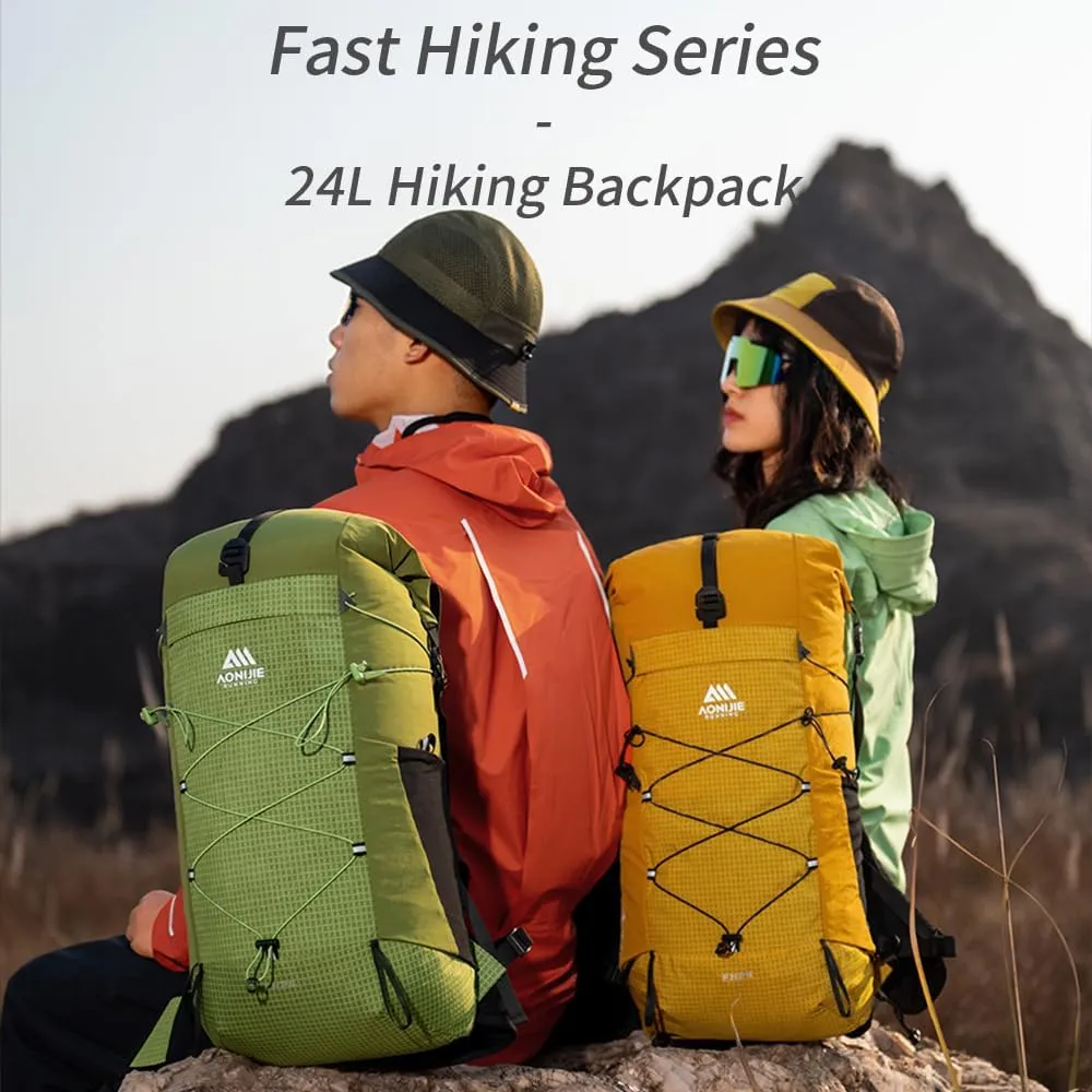 AONIJIE 24L Lightweight Hiking Backpack for Men, Adjustable & Multifunctional Backpacking Travel Gear Running Daypack (24L-Yellow)