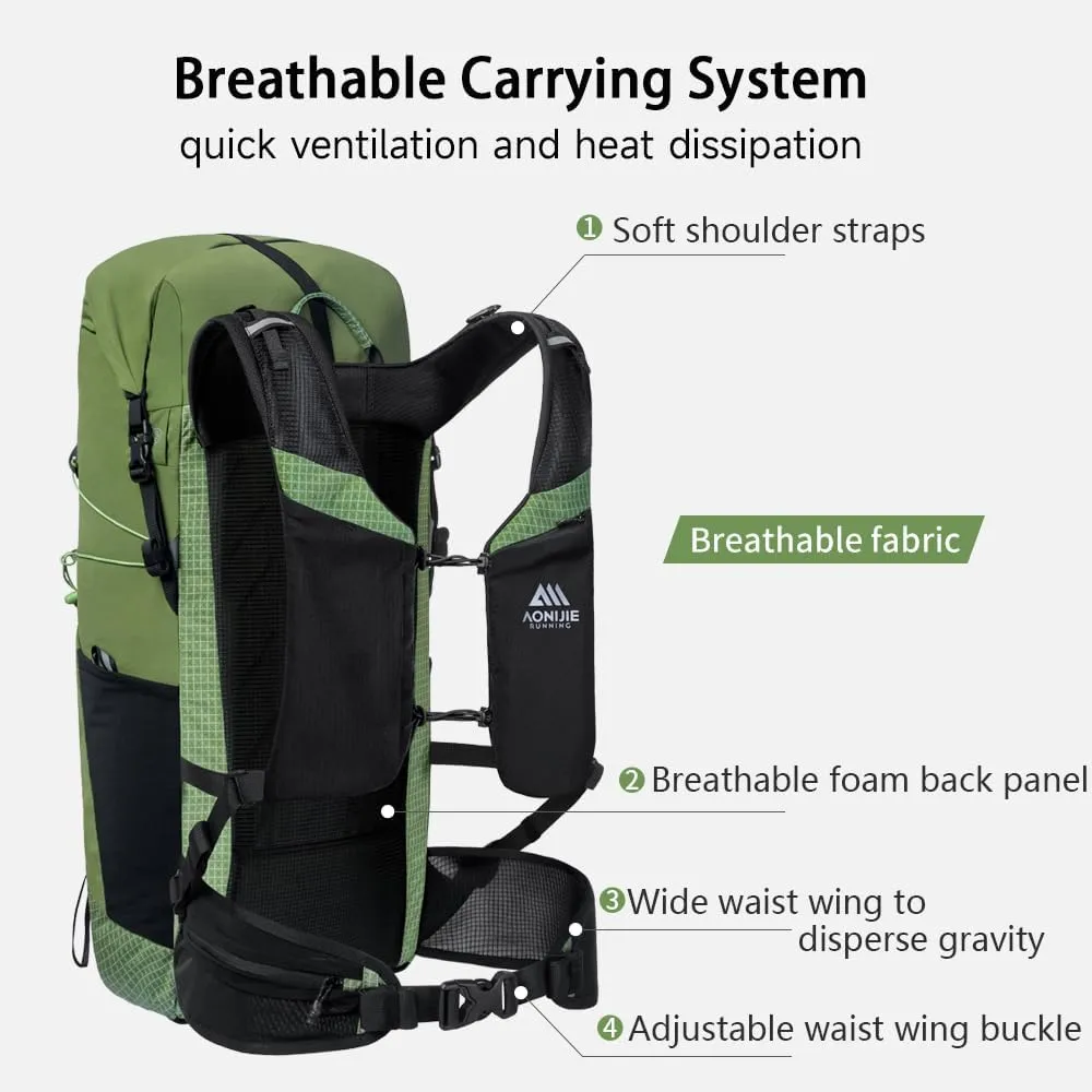 AONIJIE 24L Lightweight Hiking Backpack for Men, Adjustable & Multifunctional Backpacking Travel Gear Running Daypack (24L-Yellow)