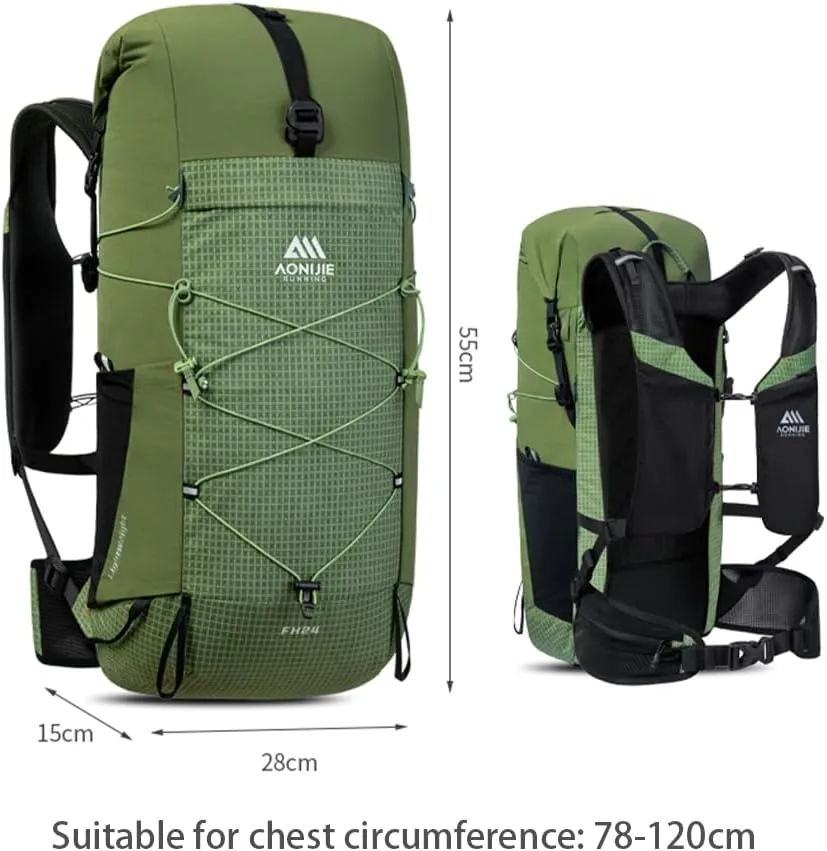 AONIJIE 24L Lightweight Hiking Backpack for Men, Adjustable & Multifunctional Backpacking Travel Gear Running Daypack (24L-Yellow)