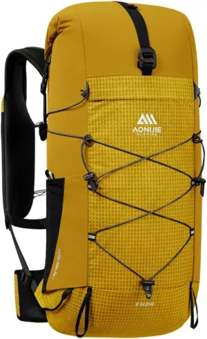AONIJIE 24L Lightweight Hiking Backpack for Men, Adjustable & Multifunctional Backpacking Travel Gear Running Daypack (24L-Yellow)