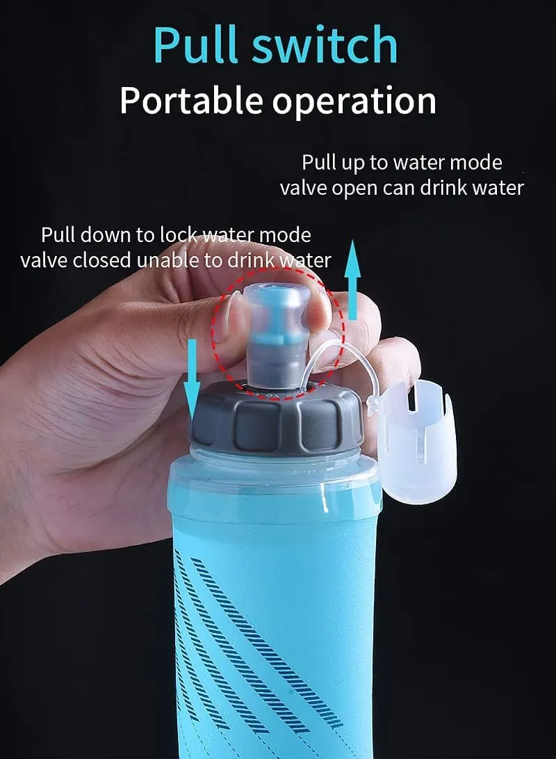 AONIJIE TPU Soft Flask Water Bottle Collapsible Running Flask for Hydration Pack, BPA Free, Wide Opening, for Outdoor Sports Hydration
