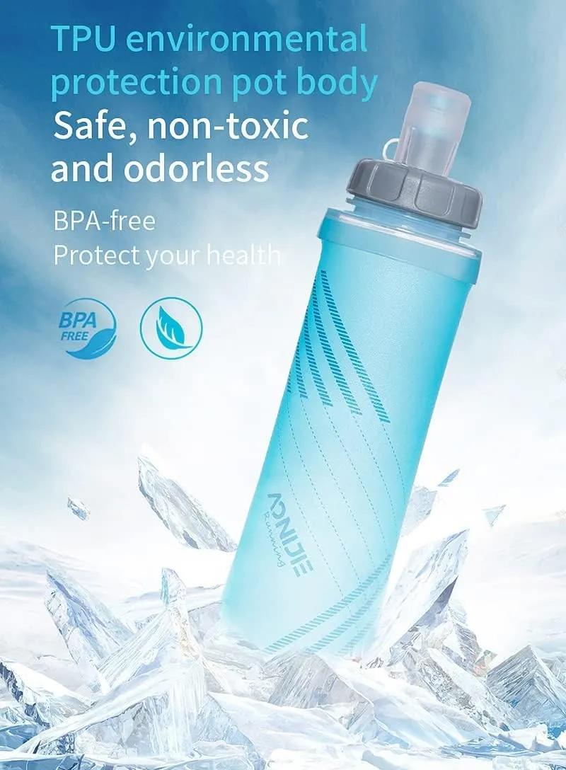 AONIJIE TPU Soft Flask Water Bottle Collapsible Running Flask for Hydration Pack, BPA Free, Wide Opening, for Outdoor Sports Hydration