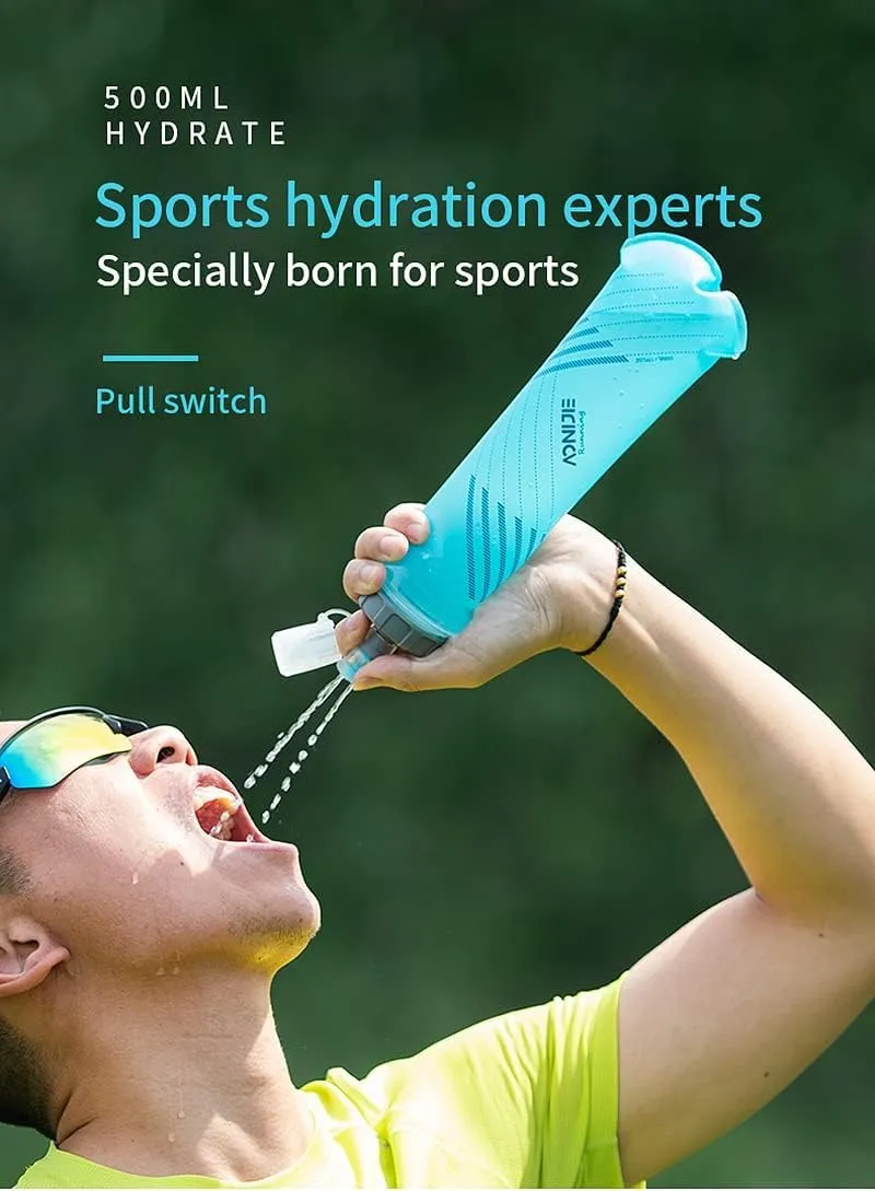 AONIJIE TPU Soft Flask Water Bottle Collapsible Running Flask for Hydration Pack, BPA Free, Wide Opening, for Outdoor Sports Hydration