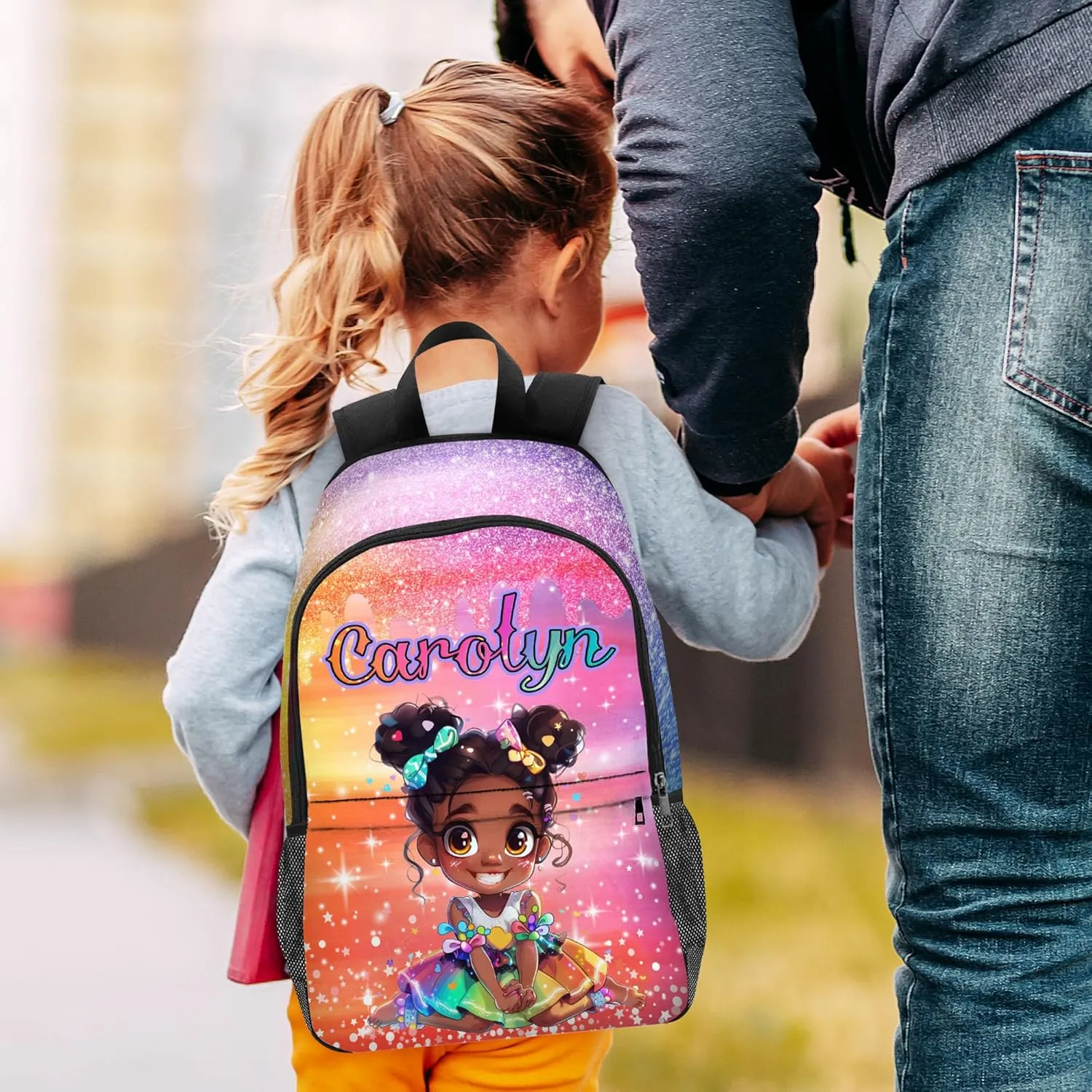 Artsadd Personalized Kids Backpack for Girls Custom Backpacks with Lunch Box set Customized Name School Bookbag for Kids Bookbag for Daughter Son Fashion Unique Gift for Preschool Kindergarten