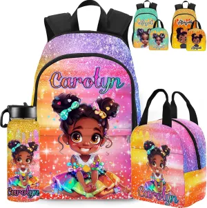 Artsadd Personalized Kids Backpack for Girls Custom Backpacks with Lunch Box set Customized Name School Bookbag for Kids Bookbag for Daughter Son Fashion Unique Gift for Preschool Kindergarten
