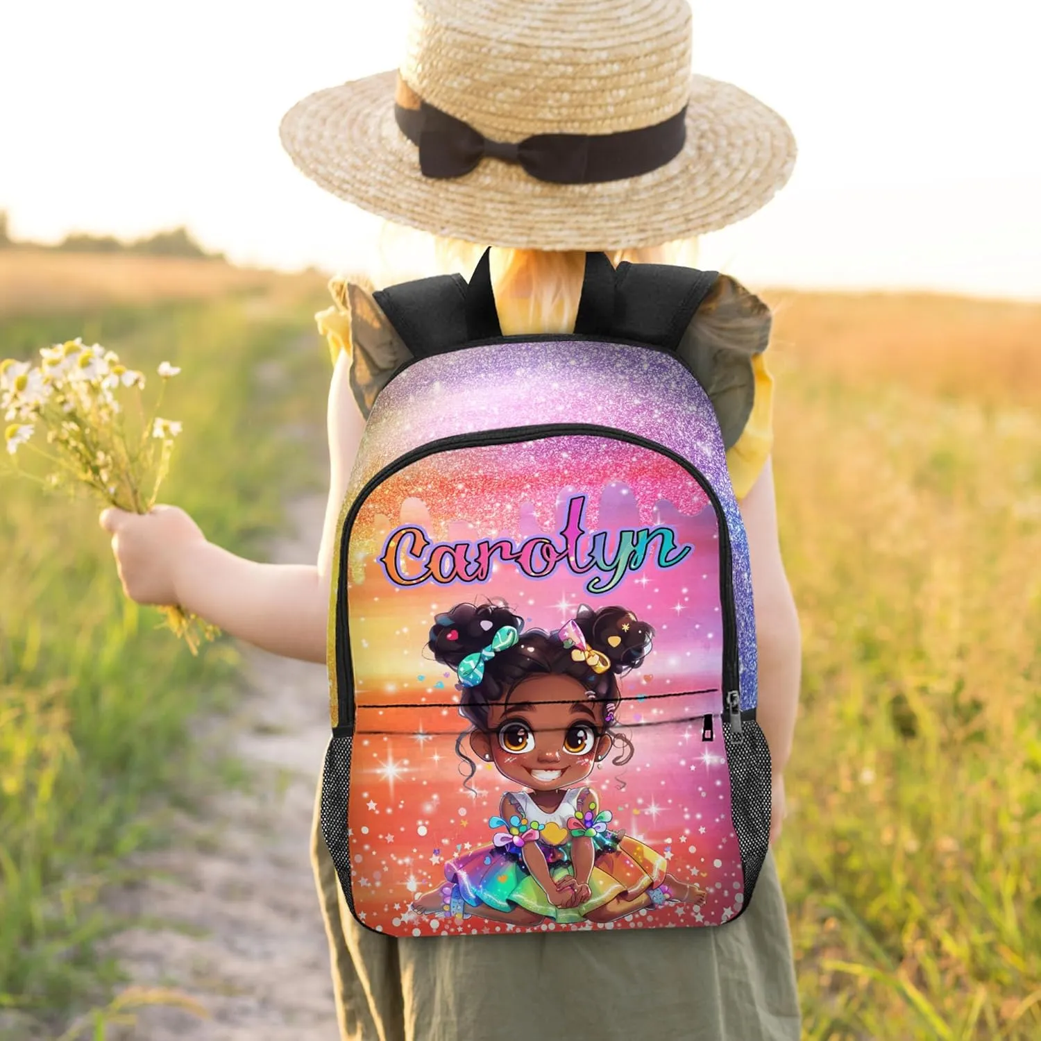 Artsadd Personalized Kids Backpack for Girls Custom Backpacks with Lunch Box set Customized Name School Bookbag for Kids Bookbag for Daughter Son Fashion Unique Gift for Preschool Kindergarten