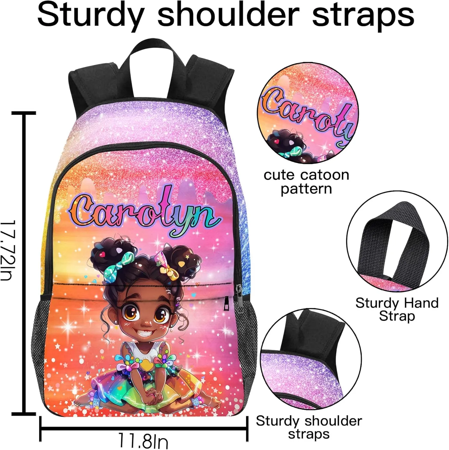 Artsadd Personalized Kids Backpack for Girls Custom Backpacks with Lunch Box set Customized Name School Bookbag for Kids Bookbag for Daughter Son Fashion Unique Gift for Preschool Kindergarten