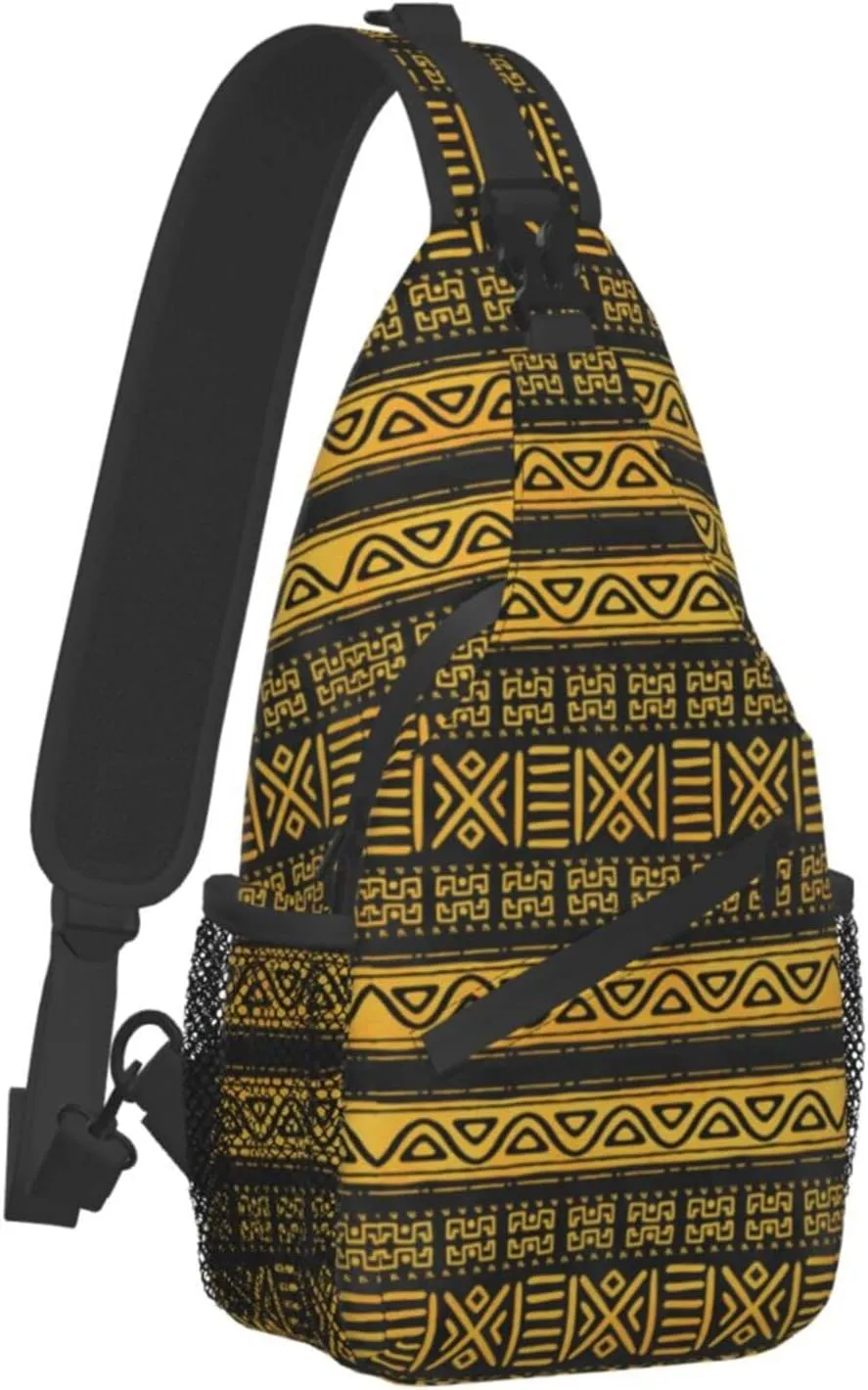 ASYG African Sling Bag Crossbody Chest Daypack Casual Backpack African Art Shoulder Bag For Travel Hiking Sport Outdoor