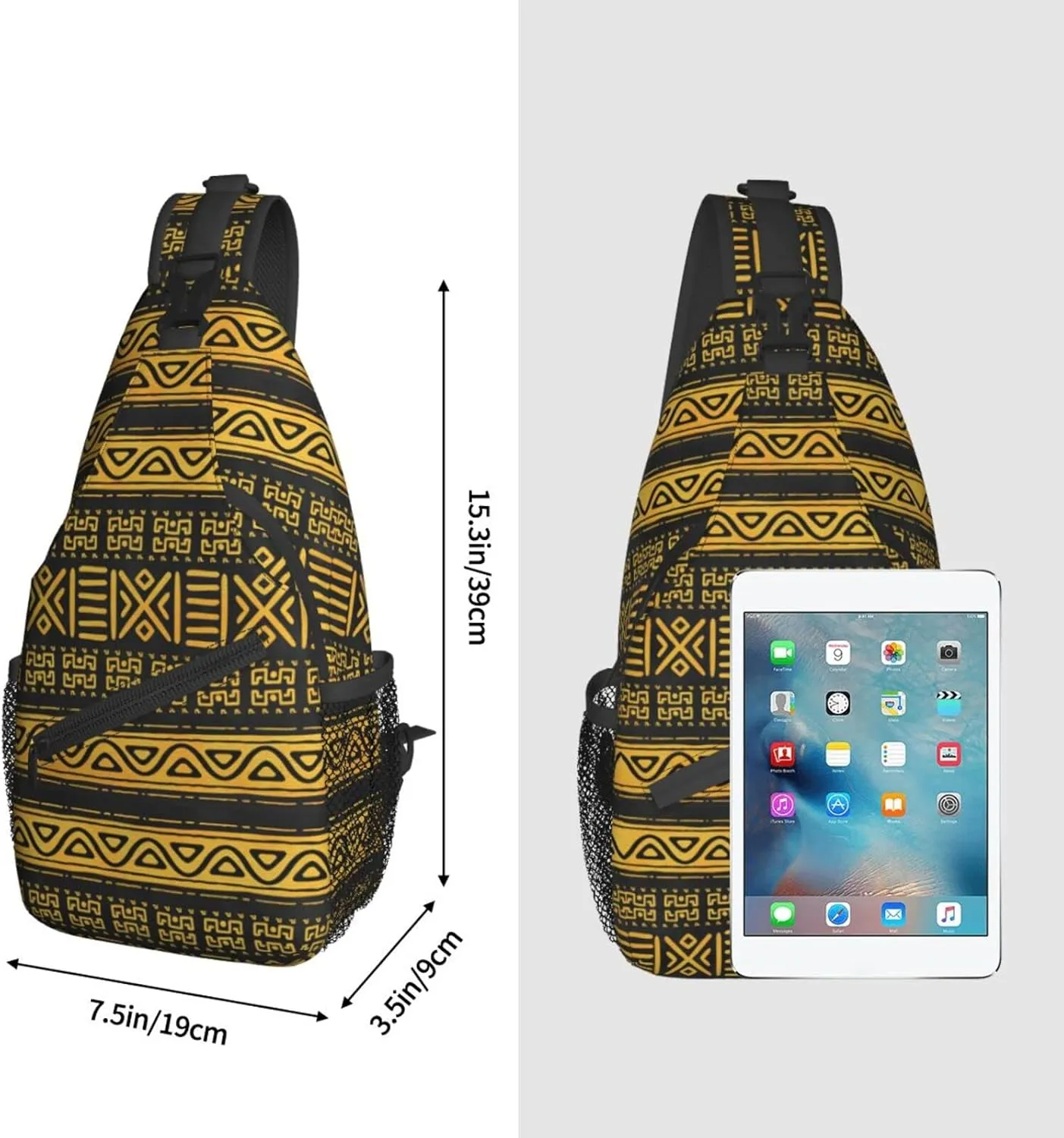 ASYG African Sling Bag Crossbody Chest Daypack Casual Backpack African Art Shoulder Bag For Travel Hiking Sport Outdoor