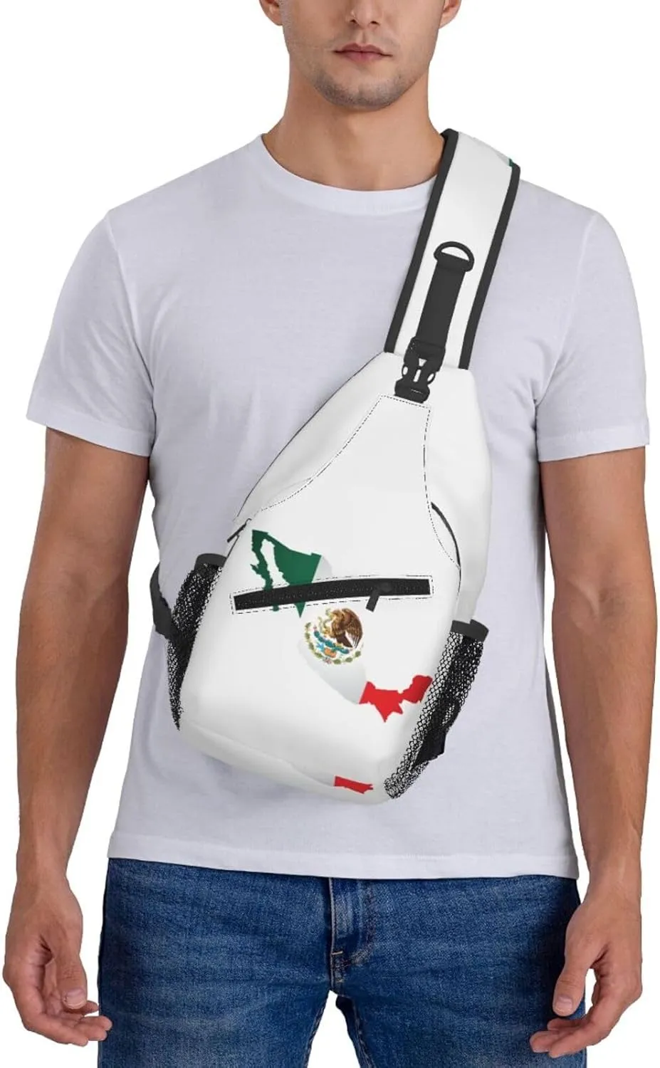 ASYG Mexico Sling Bag Mexico Flag Shoulder Bag Mexico Crossbody Chest Daypack Casual Backpack Bag for Mexican