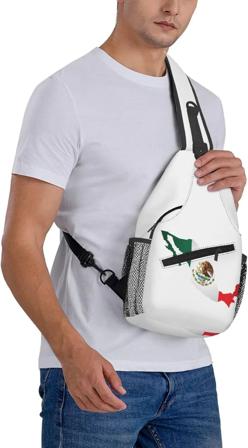 ASYG Mexico Sling Bag Mexico Flag Shoulder Bag Mexico Crossbody Chest Daypack Casual Backpack Bag for Mexican