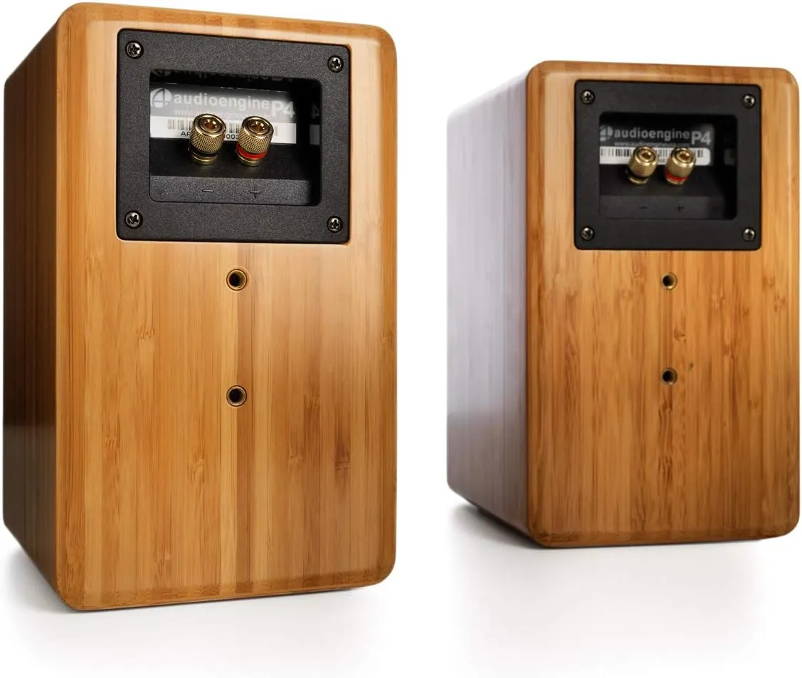 Audioengine P4 Passive Bookshelf Speakers - Compact Speakers and Home Music System | 2-Way Powered Speakers (Bamboo)