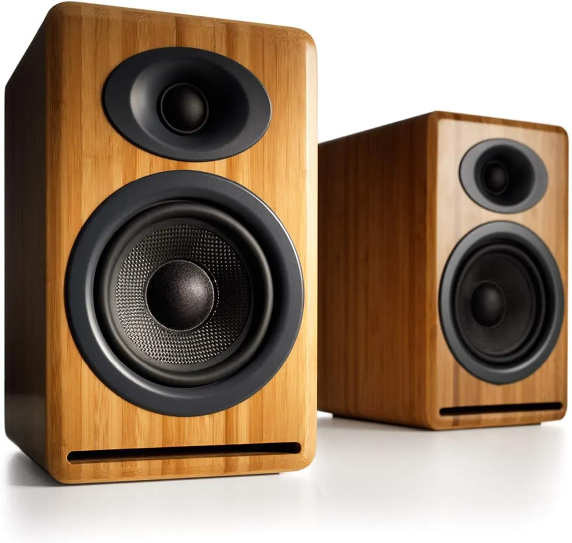 Audioengine P4 Passive Bookshelf Speakers - Compact Speakers and Home Music System | 2-Way Powered Speakers (Bamboo)
