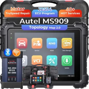 Autel MaxiSys MS909 Scanner: 2025 MS909 Scan Tool Same as MS919 Ultra, Up of MS908S PRO II Elite II PRO, Motor TruSpeed Repair, Topology 2.0, ECU Programming & Coding, 40  Services,3K Active Test