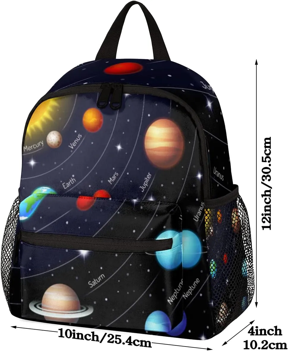 AUUXVA Kids Backpack Solar System Toddler Preschool Backpack Space Universe Planet Kindergarten School Shoulder Bags Small Galaxy Travel Bag Daypack Rucksack