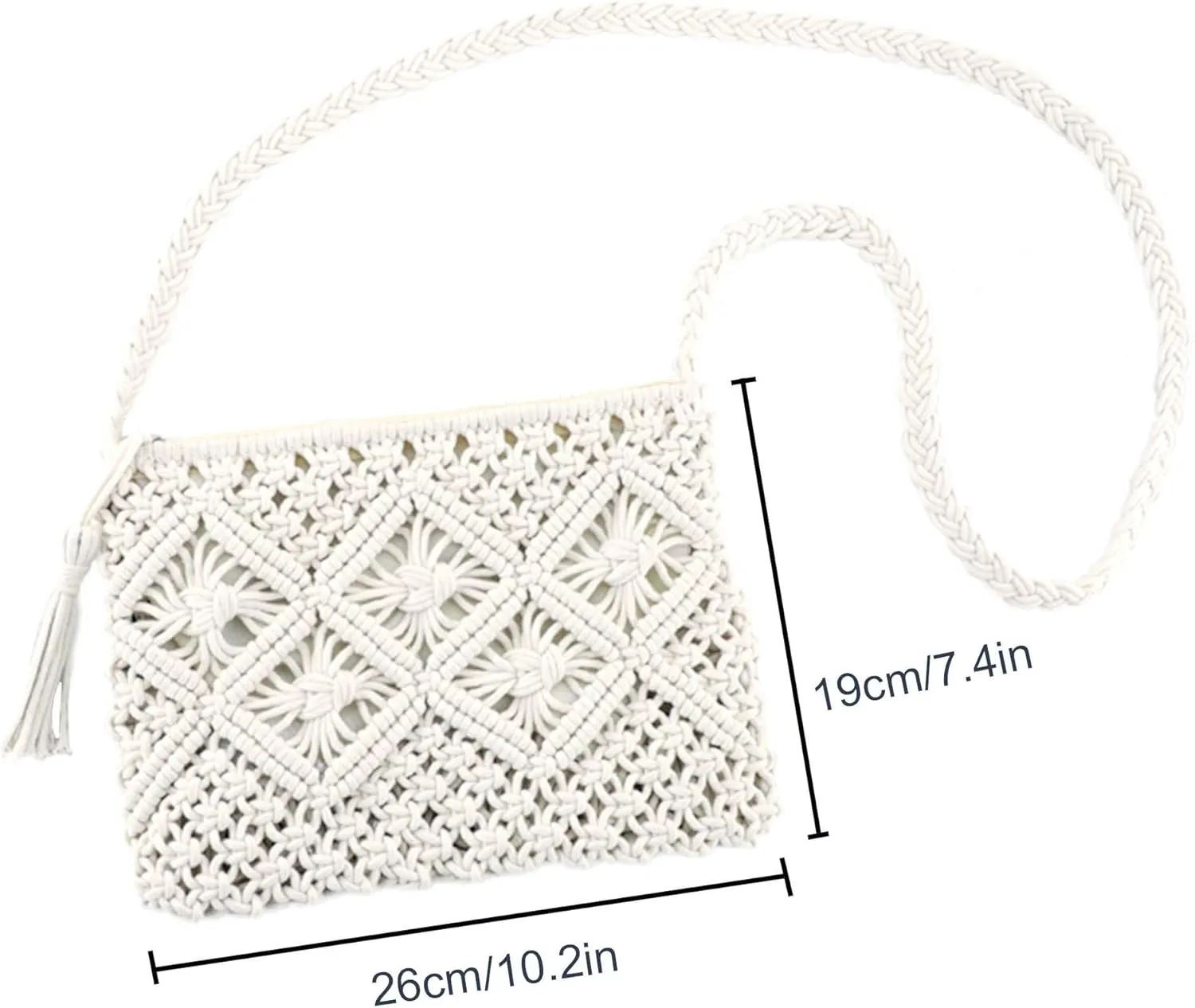 Ayliss Women's Handwoven Crossbody Handbag Summer Beach Shoulder Handbag Cotton Crochet Woven Handmade Purse Bag Tassel
