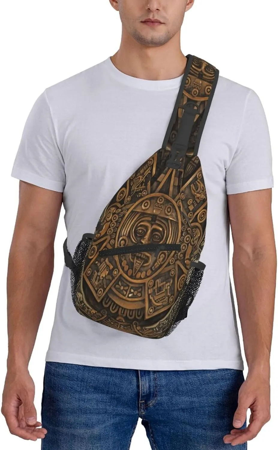 Aztec Calendar Mayan Men'S Crossbody Bag Travel Hiking Shoulder Backpack Chest Bag