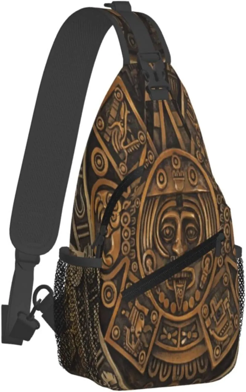 Aztec Calendar Mayan Men'S Crossbody Bag Travel Hiking Shoulder Backpack Chest Bag