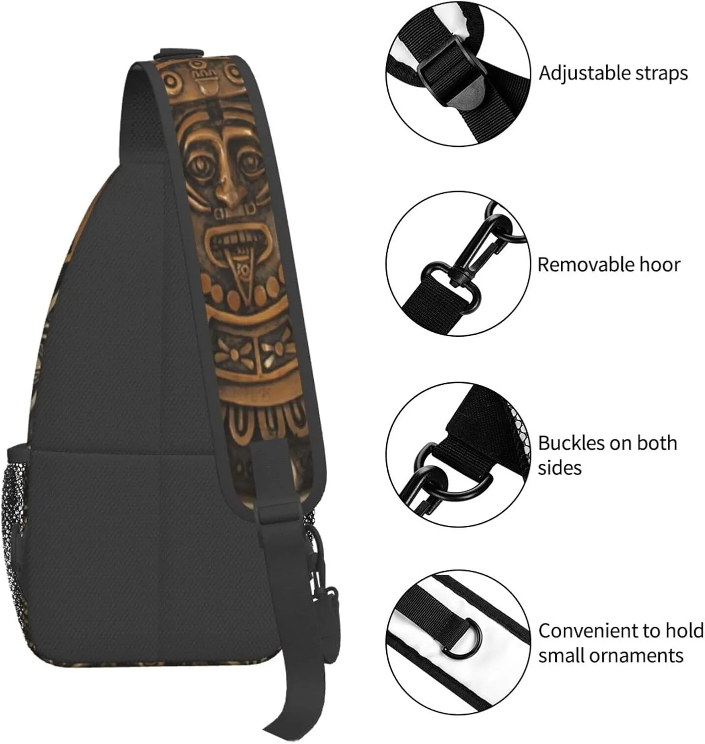 Aztec Calendar Mayan Men'S Crossbody Bag Travel Hiking Shoulder Backpack Chest Bag