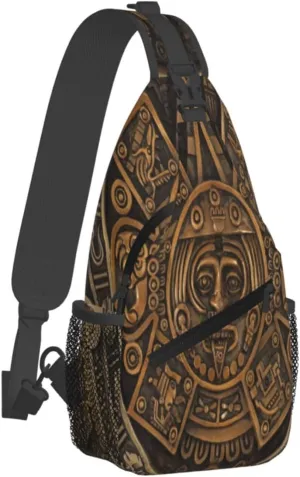 Aztec Calendar Mayan Men'S Crossbody Bag Travel Hiking Shoulder Backpack Chest Bag