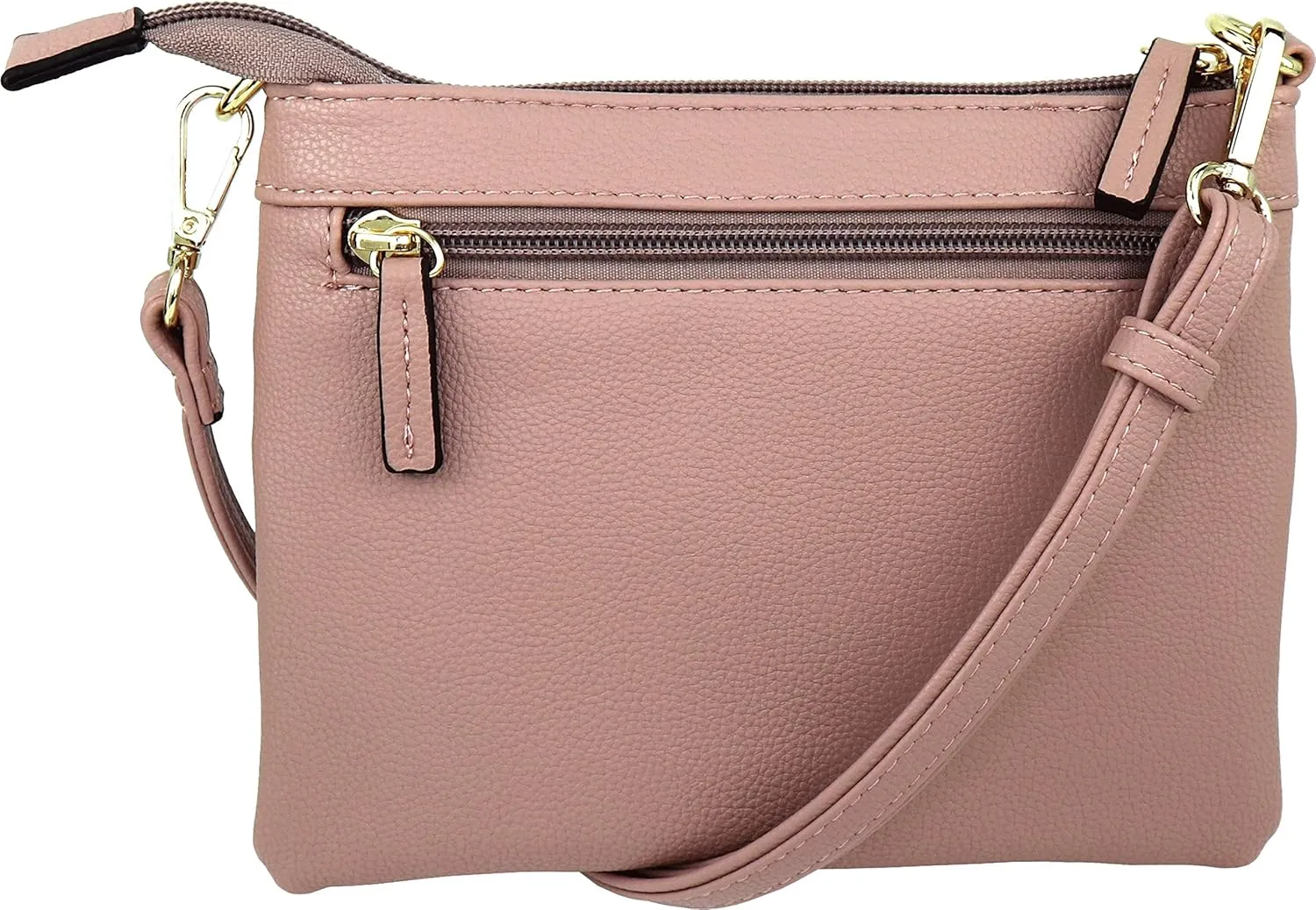 B BRENTANO Vegan Mini Multi-Zipper Crossbody Handbag Purse with Tassel Accents
