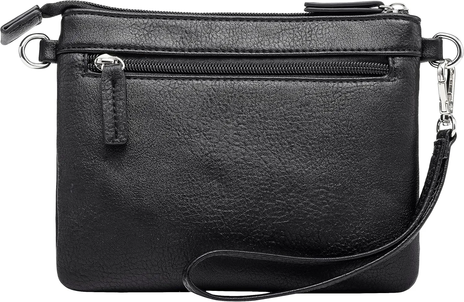 B BRENTANO Vegan Mini Multi-Zipper Crossbody Handbag Purse with Tassel Accents