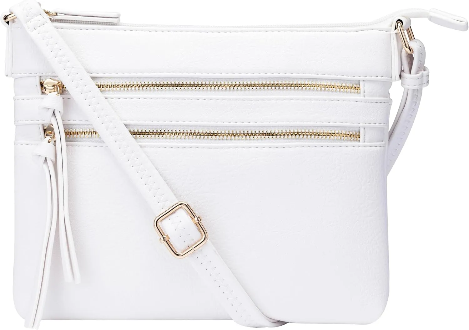 B BRENTANO Vegan Multi-Zipper Crossbody Handbag Purse with Tassel Accents