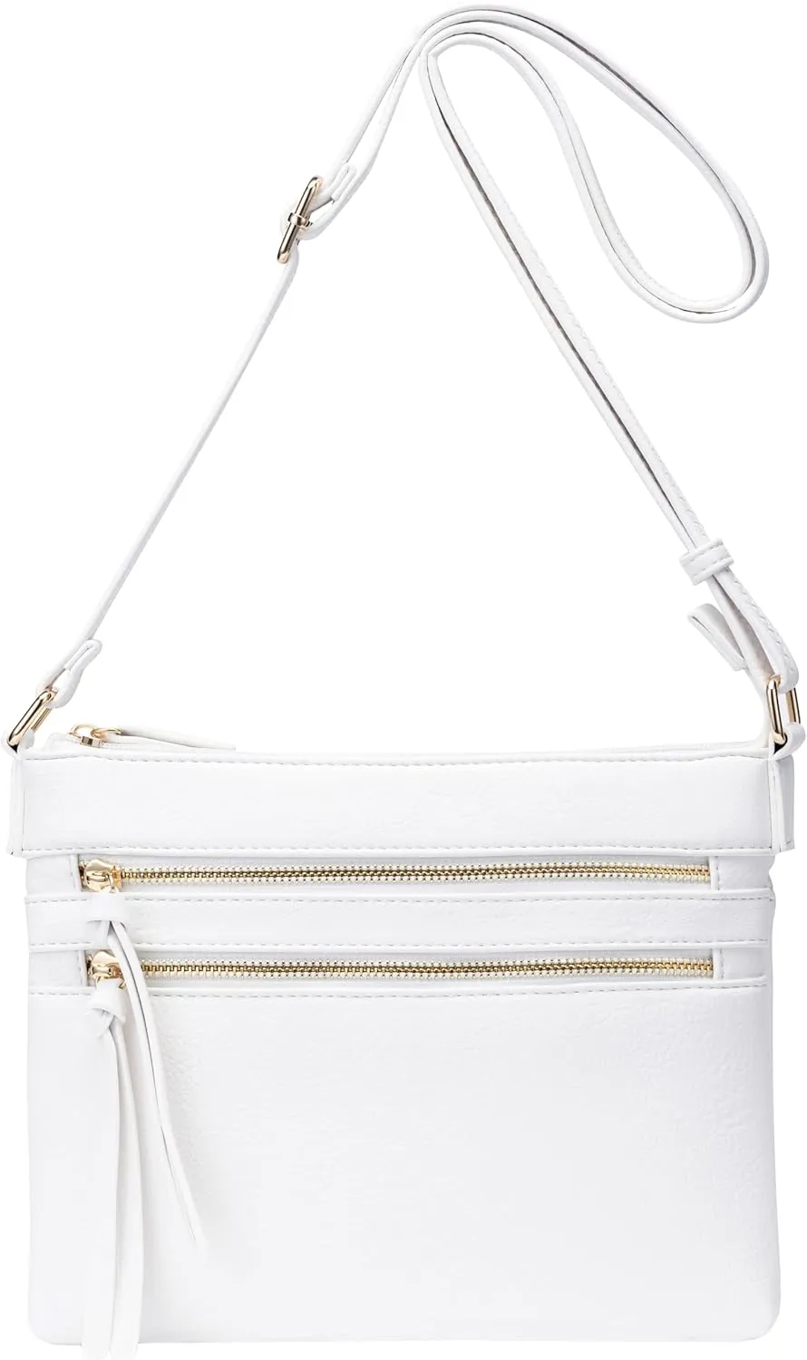 B BRENTANO Vegan Multi-Zipper Crossbody Handbag Purse with Tassel Accents