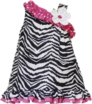 Baby-Girls Newborn One Shoulder Zebra Print Dress
