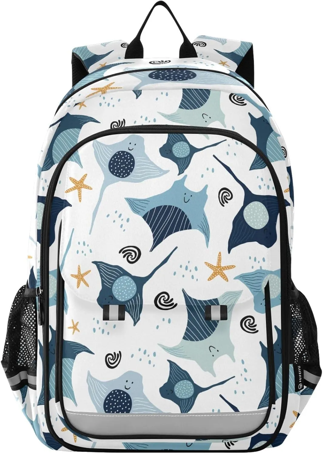 Backpack Cartoon Stingrays Fish School Shoulder Bag Lightweight Laptop Backpack Student Casual Travel Daypack