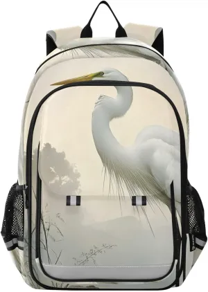 Backpack Crane Wood Stand for Women Men Travel Laptop Backpacks Daypack Book Bag Daypack with Reflective Strip 12.9” × 17.7”