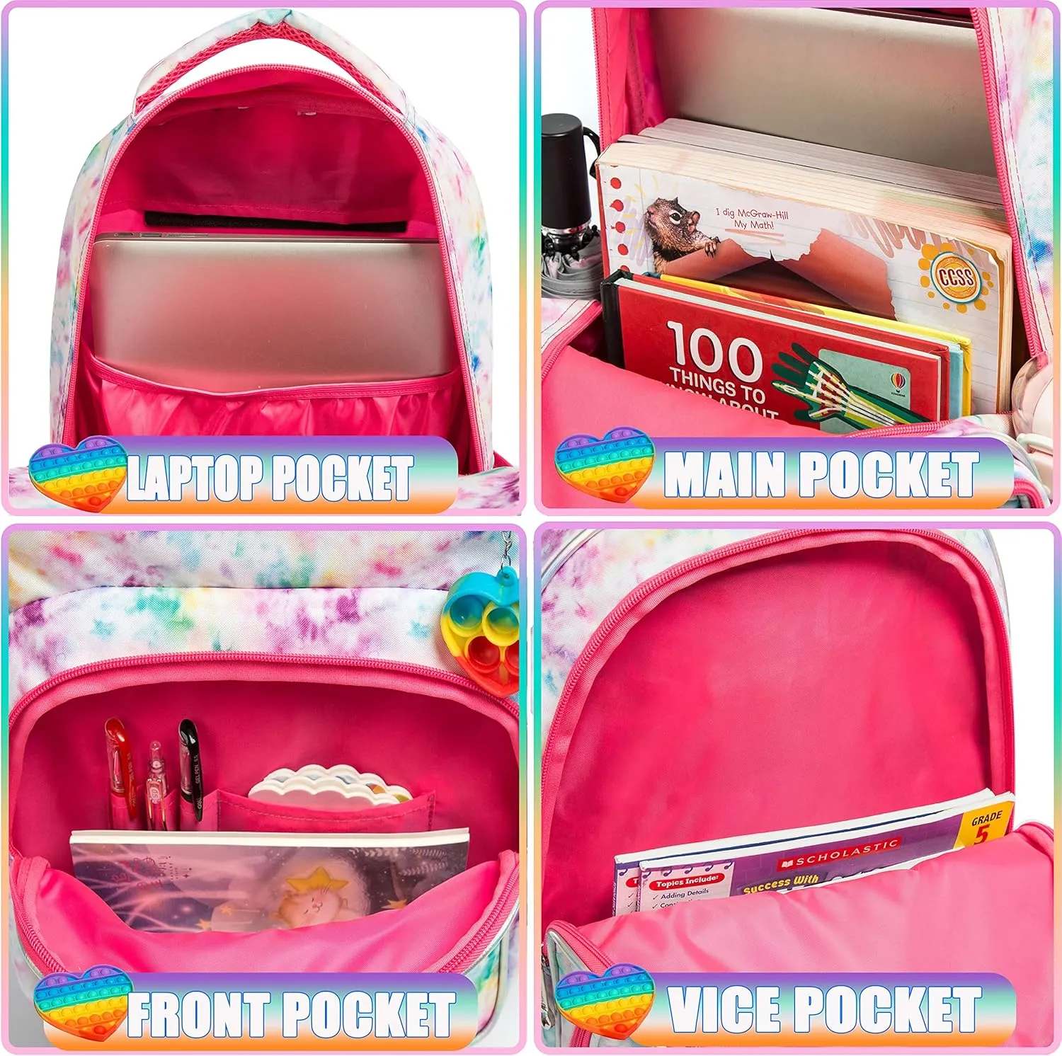 Backpack for Girls Elementary Preschool Kids Lunch Box for School